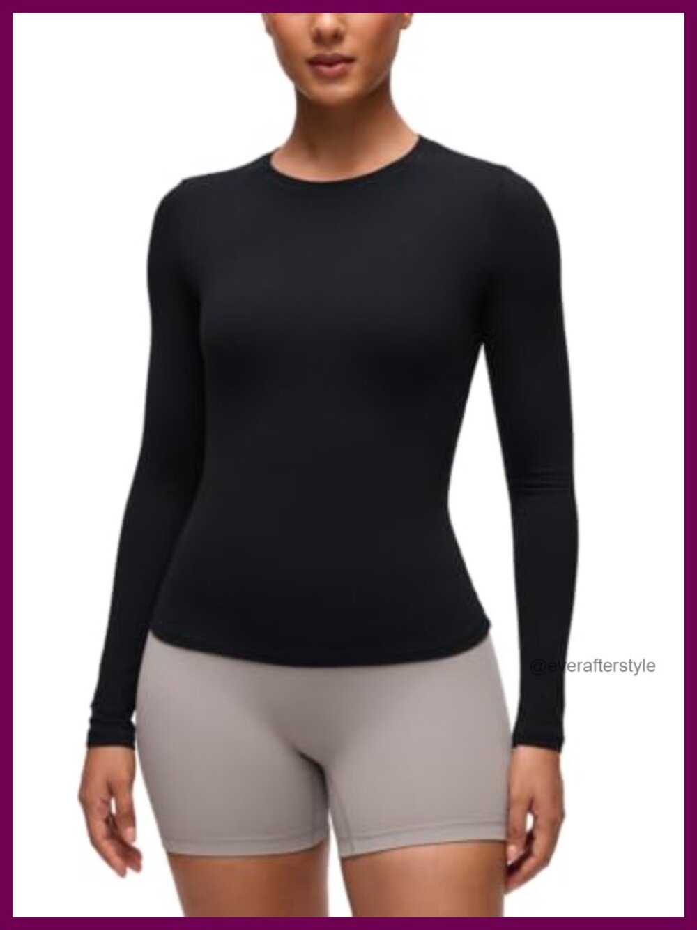 Soft Long Sleeve Crewneck Fitted Yoga Top Stretch Workout Shirt